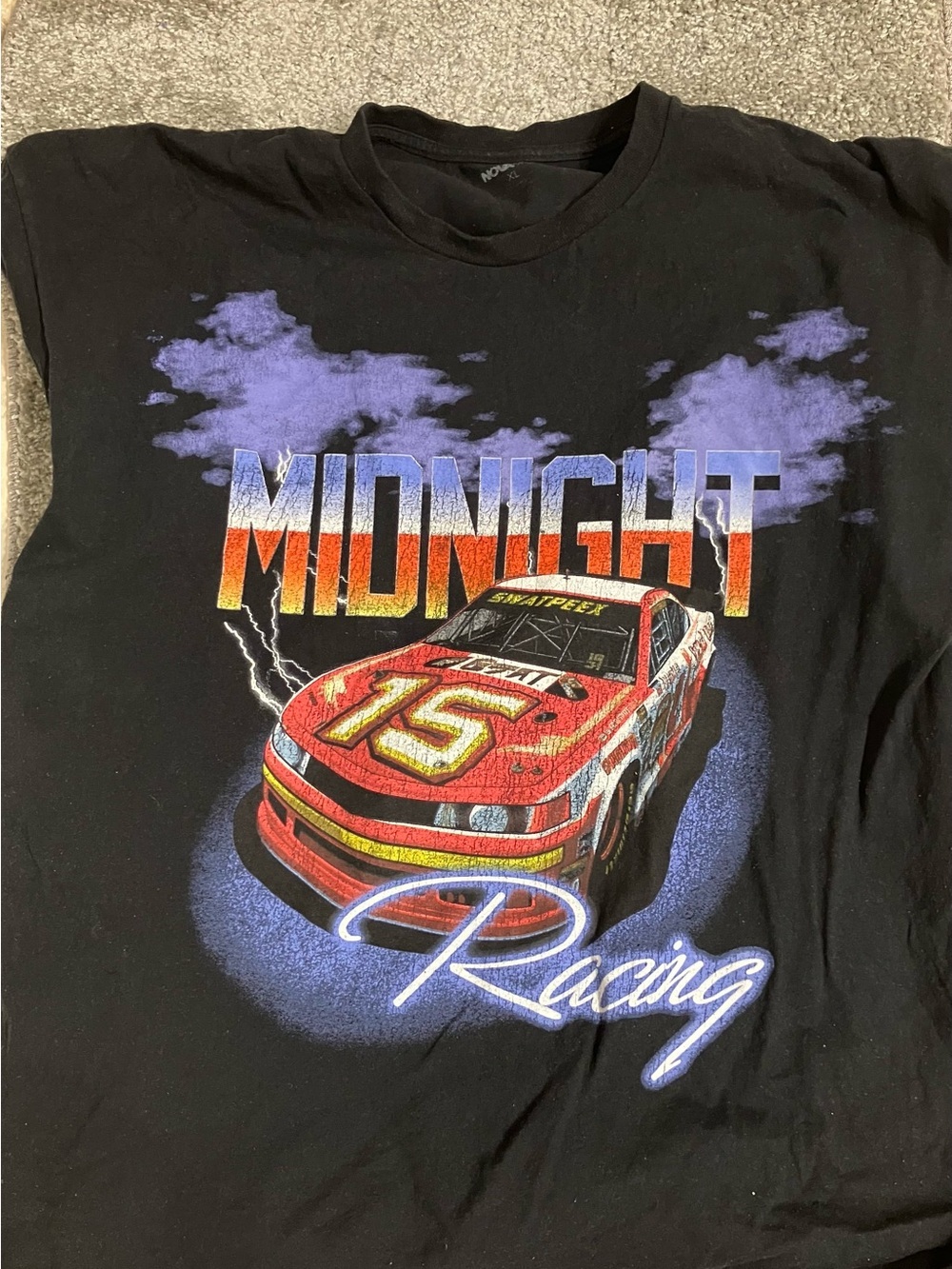 Fashion Nova Black Tee with Red Racing Car Graphic